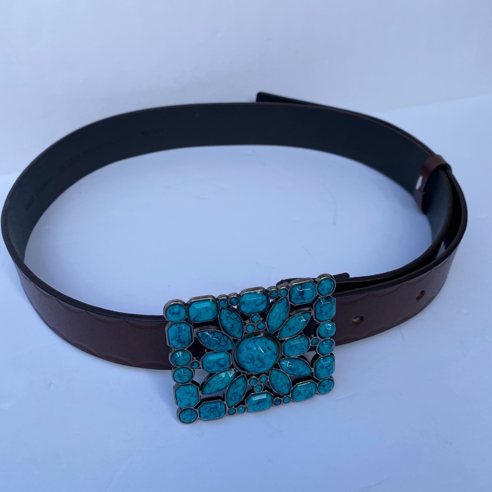 Statement Belt With Dramatic Turquoise Buckle - image 2